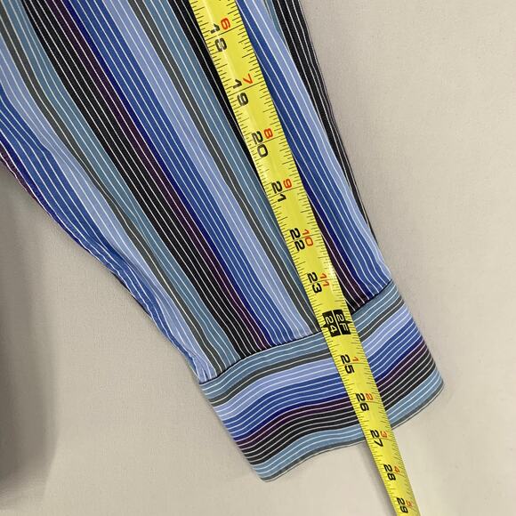 Scully Shirt Men XXL Blue Striped Print Long Sleeve Pearl Button Up Colorful - Picture 7 of 10
